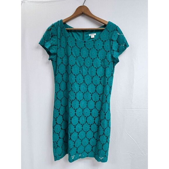 Xhiliration Green Lace Overlay Cap Skeeve Mini Stretch Dress Size Medium - Picture 1 of 6